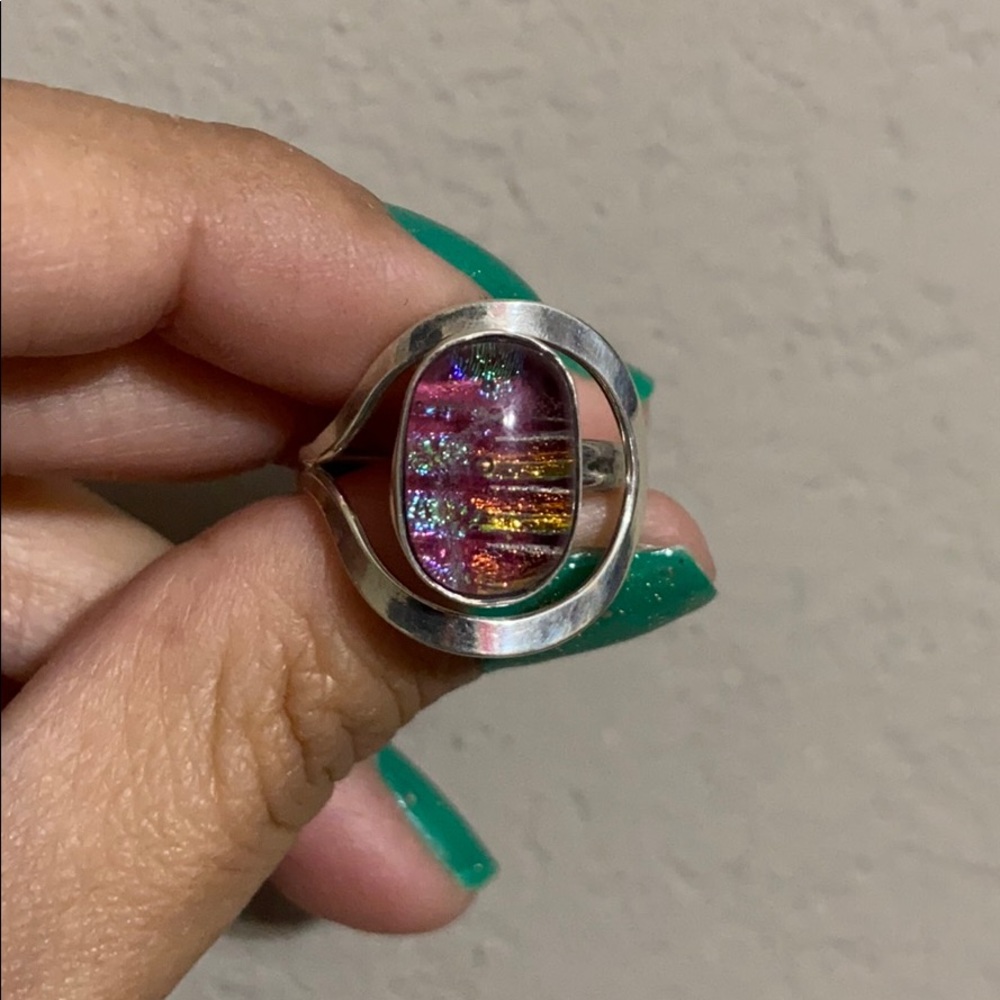 Sterling Silver Dichroic Glass Ring